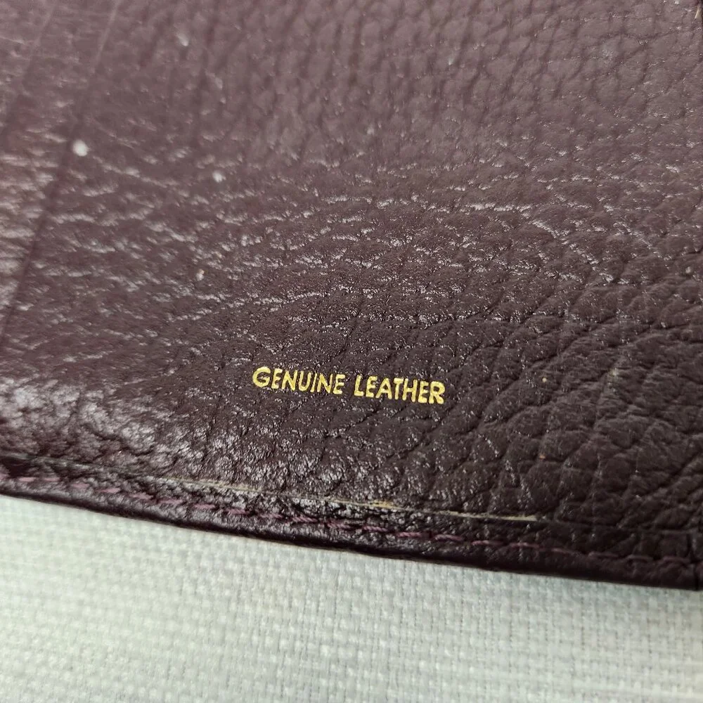 TSO Brown Leather Bifold Wallet Checkbook, Pen, Money Holder